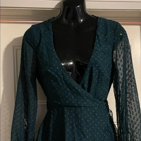 Lucy in the Sky Dark Teal Long Sleeve Dress - Picture 4 of 10